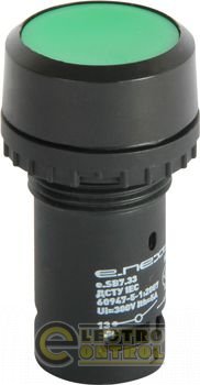 Кнопка e.SB7.33 зеленая с фиксацией NO+NC