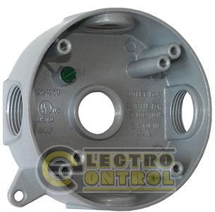 Коробка монтажная металлическая e.industrial.pipe.db.round.thread.5.x.1/2", круглая  на 5 резьбовых входов для труб 1/2"