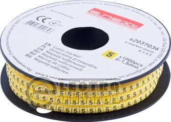 Маркер кабельний e.marker.stand.0.1.5.5, 0-1,5 кв.мм, "5", 1000 шт