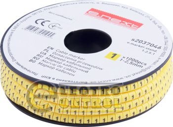 Маркер кабельний e.marker.stand.1.2.5.1, 1-2,5 кв.мм, "1", 1000 шт