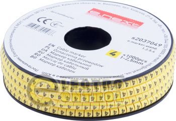 Маркер кабельний e.marker.stand.1.2.5.4, 1-2,5 кв.мм, "4", 1000 шт