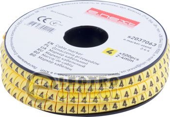 Маркер кабельный e.marker.stand.2.4.4, 2-4 кв.мм, "4", 500 шт