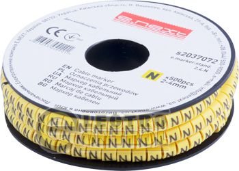 Маркер кабельний e.marker.stand.2.4.N, 2-4 кв.мм, "N", 500 шт