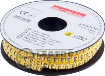 Маркер кабельный e.marker.stand.3.6.3, 3-6 кв.мм, "3", 350 шт