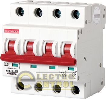 Модульний автоматичний вимикач e.industrial.mcb.100.3N.D40, 3р+N, 40А, D, 10ка