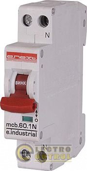 Модульный автоматический выключатель e.industrial.mcb.60.1N.C10.thin, 1p+N, 10А, C, 6кА