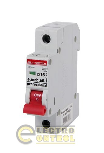 Модульный автоматический выключатель e.mcb.pro.60.1.D 16 new, 1р, 16А, D, 6кА new