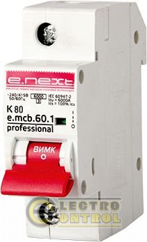 Модульний автоматичний вимикач e.mcb.pro.60.1.K 80 new, 1р, 80А, K, 6ка new