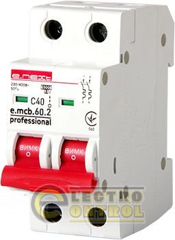 Модульний автоматичний вимикач e.mcb.pro.60.2.C 40 new, 2р, 40А, C, 6ка new