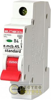 Модульний автоматичний вимикач e.mcb.stand.45.1.B4, 1р, 4А, В, 4,5 ка