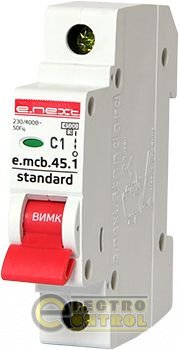 Модульный автоматический выключатель e.mcb.stand.45.1.C1, 1р, 1А, C, 4,5 кА