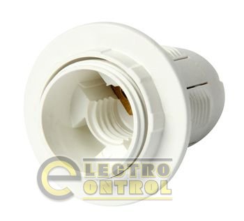 Патрон електричний пластиковий з гайкою, білий e.lamp socket with nut.E14.pl.white