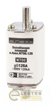 Предохранитель плавкий e.fuse.NT00.125, габарит 00, 125А