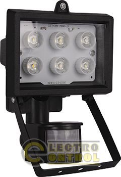 Прожектор світлодіодний з датчиком руху e.light.LED.sensor.150.6.6.6000.black 6Вт чорний