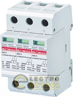 Разрядник перенапряжения e.industrial.surge.spc.s.20.385.3, класс С, 3р, 385В