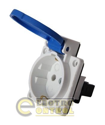 Силовая розетка встраиваемая  e.socket.029.8.16,2Р+Z, 250В, 16А, IP44 Shuko