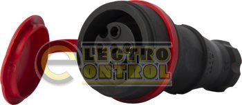 Силова розетка переносна із захисною кришкою каучукова e.socket.rubber.061.16, 4п., 16А