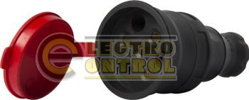 Силовая розетка переносная  с защитной крышкой каучуковая e.socket.rubber.031.25, 4п., 25А
