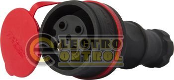 Силова розетка переносна із захисною кришкою каучукова e.socket.rubber.071.32, 4п., 32А