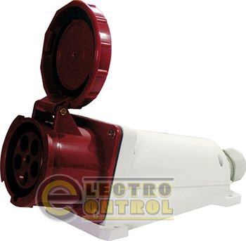 Силова розетка стаціонарна e.socket.pro.5.63, 5п., 380В, IP 67, 63А (135)