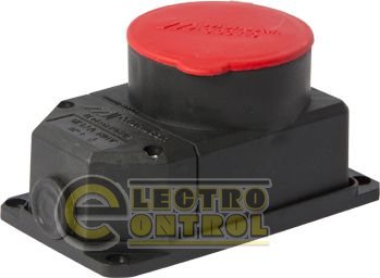 Силова розетка стаціонарна із захисною кришкою каучукова e.socket.rubber.072.32, 4п., 32А