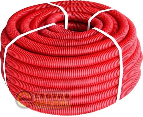 Труба гофрированная тяжелая (750Н) e.g.tube.pro.11.16 (50м).red, красная