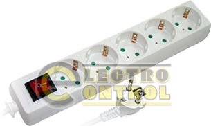 Подовжувач e.es.5.3.z.s.b 5 гнізд, 3м с із/ до вимикачем, baby protect