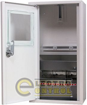 Шафа e.mbox.stand.n.f1.08.z.е металевий, під 1-ф. електронний лічильник, 8 мод., навісний, із замком