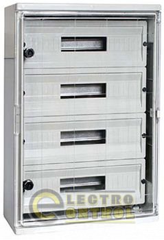 Шафа Ударостійкий з Абс-Пластику e.plbox.500.700.245.88m.tr, 500х700х245мм, IP65 із прозорими дверцятами й панеллю під 88 модулів