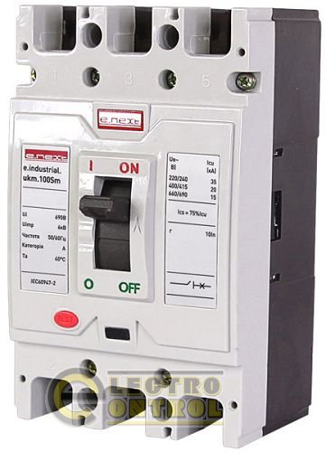 Шкафной автоматический выключатель e.industrial.ukm.100Sm.63, 3р, 63А
