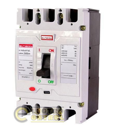 Шкафной автоматический выключатель e.industrial.ukm.250Sm.225, 3р, 225А