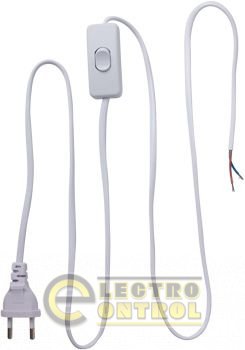 Шнур з вилкою й перемикачем e.wire. switch / plug. white, білий, 2х0,75, 1,5М