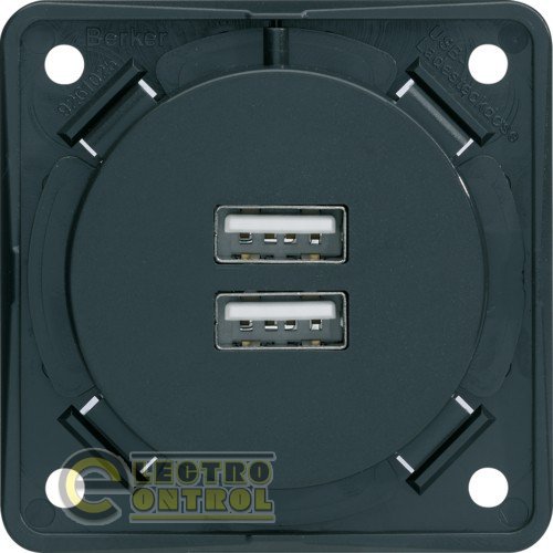 Розетка 2хUSB, 3А/230В, антрацит, Integro