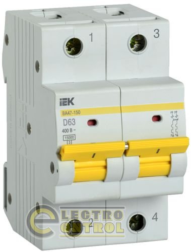 Автоматический выключатель UEK (IEK) ВА47-150  2p 63А D 15 кА AC