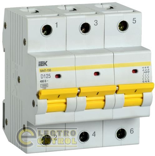 Автоматический выключатель UEK (IEK) ВА47-150  3p 125А D 15 кА AC