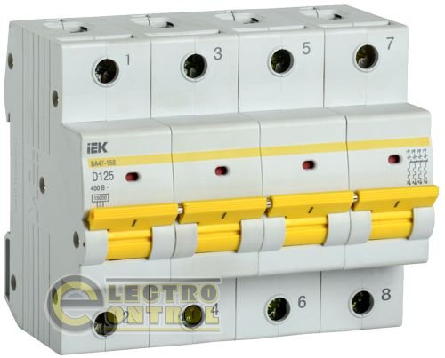 Автоматический выключатель UEK (IEK) ВА47-150  4p 125А D 15 кА AC