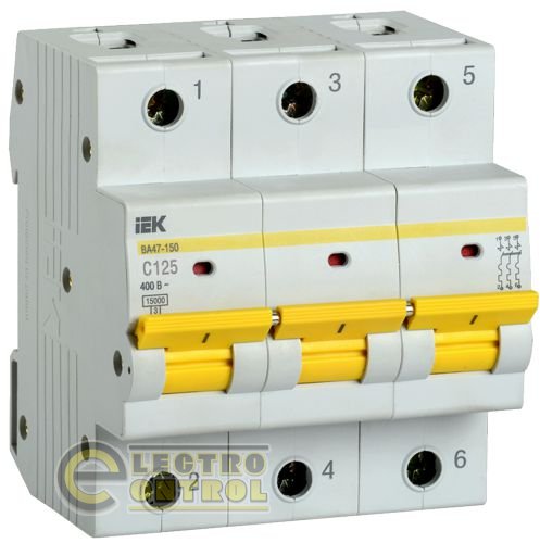Автоматический выключатель UEK (IEK) ВА47-150  3p 125А C 15 кА AC