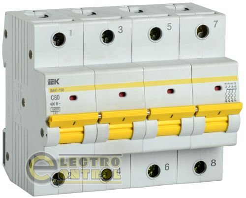 Автоматический выключатель UEK (IEK) ВА47-150  4p 80А C 15 кА AC