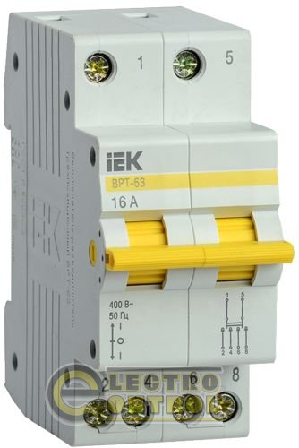 Вимикач-Роз'єднувач трипозиційний ДРТ-63 2P 16А IEK