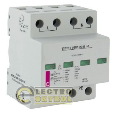 Ограничитель перенапряжения ETITEC T WENT  320/25 (3+0, 6p, TNC) 2440368