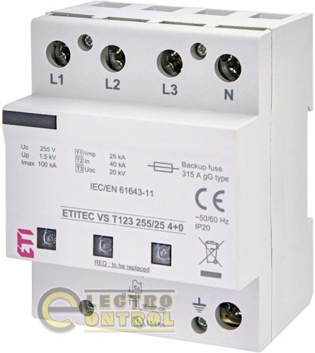 Ограничитель перенапряжения ETITEC VS T123 255/25 (4+0) 2442938