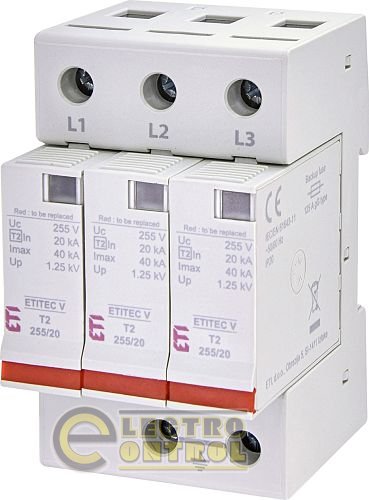 Ограничитель перенапряжения ETITEC V T2 255/20 (3+0) 2442955