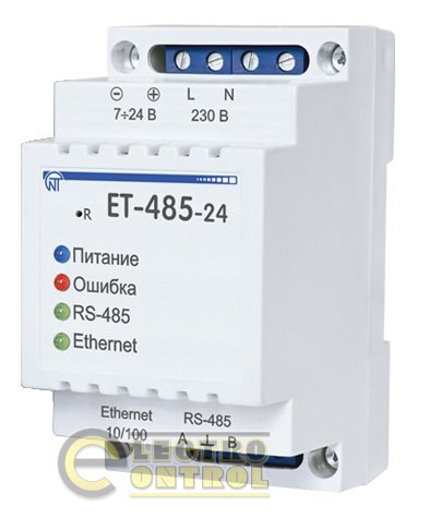 Преобразователь интерфейсов Modbus RTU/ASCII (RS-485)–Modbus TCP (Ethernet) Питание - 24В