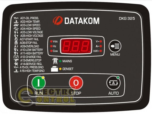 DATAKOM DKG-325 Панель управления генератором мощностью до 15KVA со встроенным зарядным устройством, силовыми контакторами и токовыми трансформаторами
