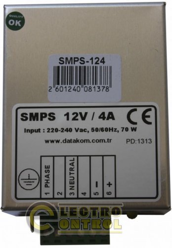 DATAKOM SMPS-124-DIN, 12V/4A Зарядное устройство аккумулятора на DIN-рейке