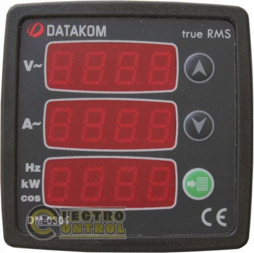 DATAKOM DM-0301 Мультиметр, 170-275V питание, 1 фаза, 72x72mm, 3 дисплея