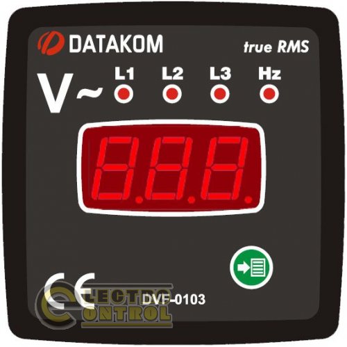 DATAKOM DVF-0103  Вольтметр-Частотомір, 3 фази, 72x72mm
