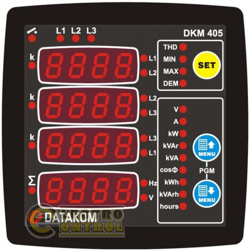 DATAKOM DKM-405-S  анализатор электросети, 96x96mm, THD