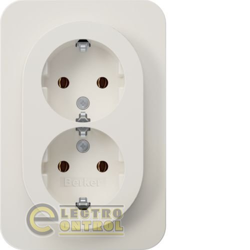 Розетка с з/к 2X цельная, пол.белизна, 16А/250В R.1