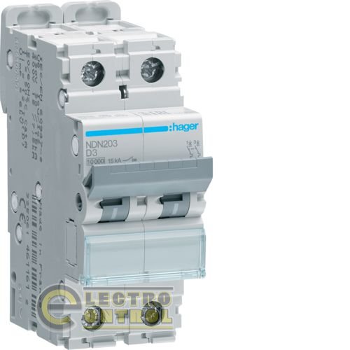 Автоматический выключатель Hager NDN203 3А 2p AC